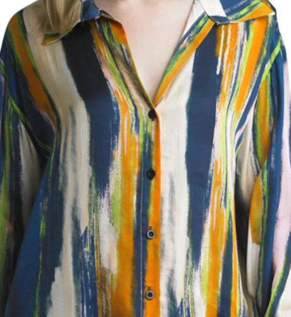 Tempo Paris Striped Silk Top Multi Medium 3