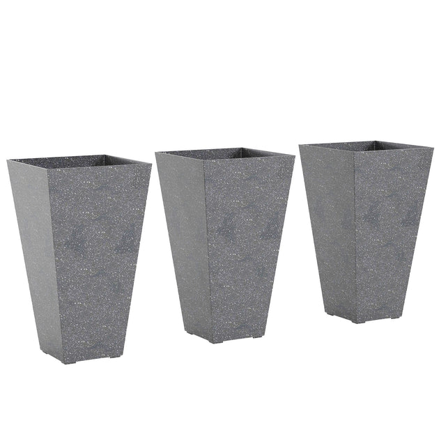 Hivvago 3-Pack Tapered Planter Marble 28in 4