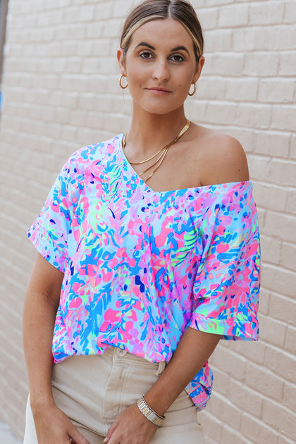 TRUEDAMES Loose Painted Floral Tee Multi Medium 2