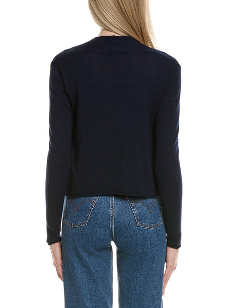 Sofia Cashmere Cropped Cardigan Blue Small 3