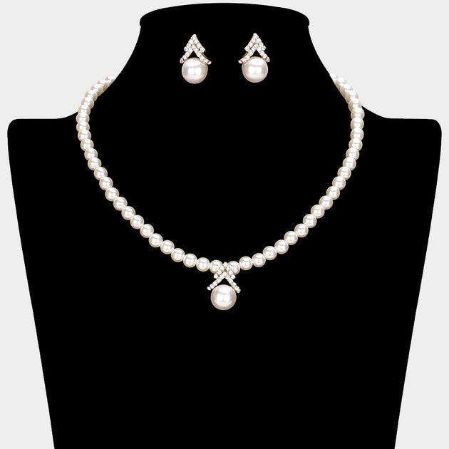FASHNZFAB Pearl Pendant Pointed Necklace Multi One Size 6