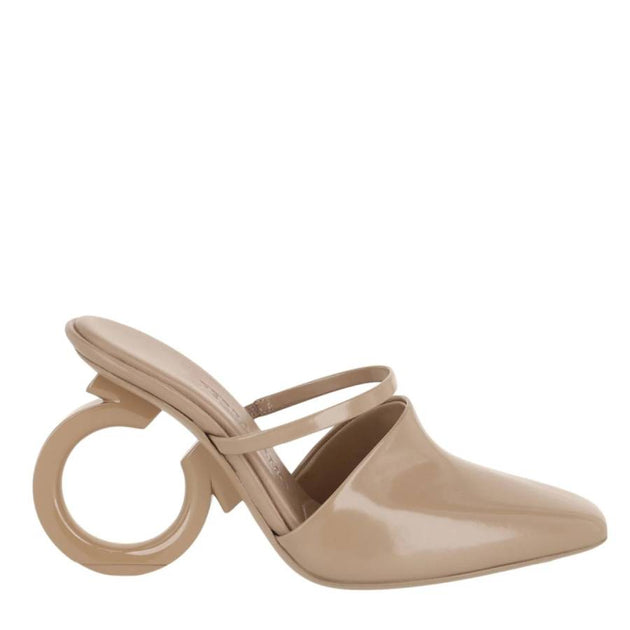 Salvatore Ferragamo Adara Gancini Mule Heels Beige US 6.5 2