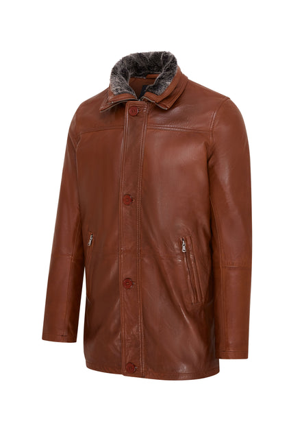 Infinity Varkaus Herren Mid-Length Leder-Trenchcoat - Schwarz, Medium 4