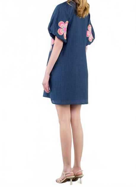 THML Sasha Embroidered Dress Blue Size XS 3