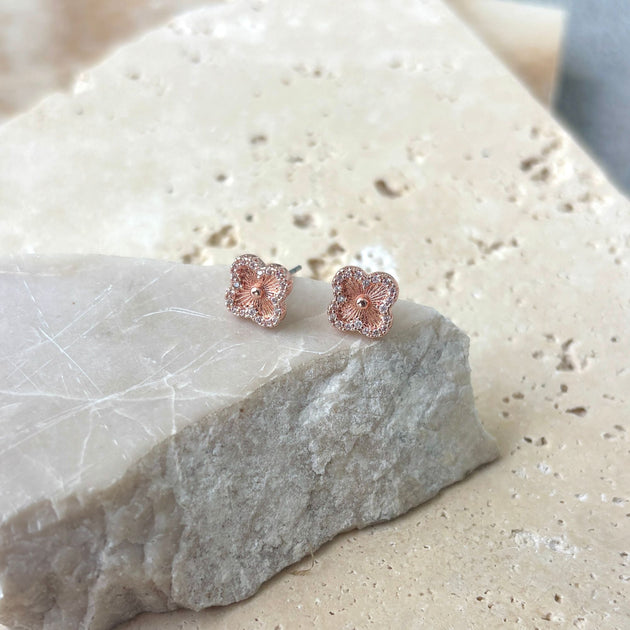 Adornia Clover CZ Halo Stud Earrings Silver 4