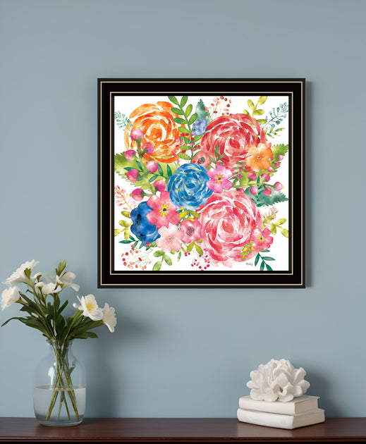 Hivvago Spring Floral Framed Print Wall Art Black 14in 6