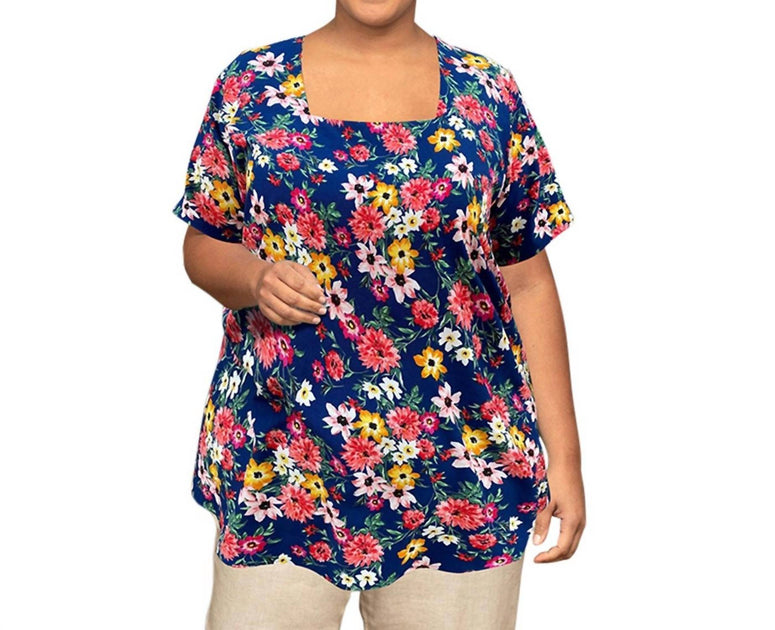 On The Plus Side Printed Square Neck Tunic Multi 5X 3