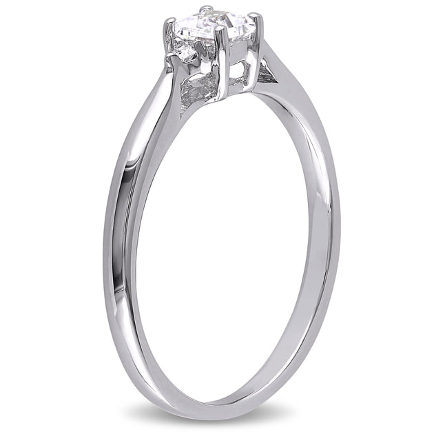 Mimi & Max Princess Cut Created White Sapphire and Diamond Accent Ring Silver US 5 4