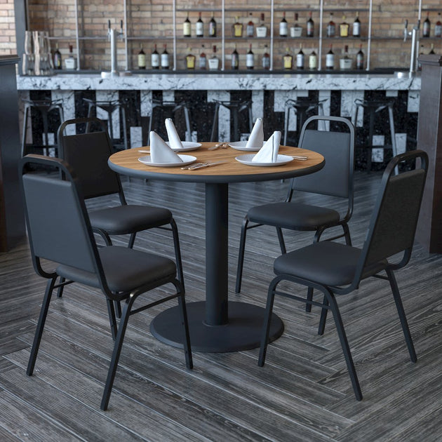 Flash Furniture Walnut Bar Table Set Black 3