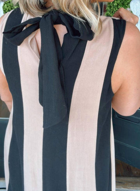 THML Ärmelloses Colorblock Maxikleid Schwarz Medium 4