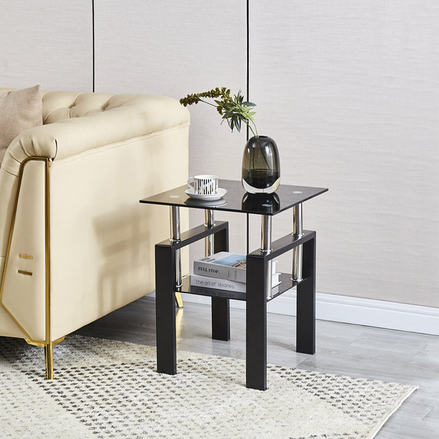 Streamdale 2-Piece Glass Sofa Table Black 4