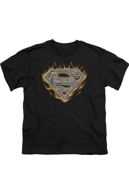 Gildan Superman Steel Fire Shield T-Shirt Black Small 2