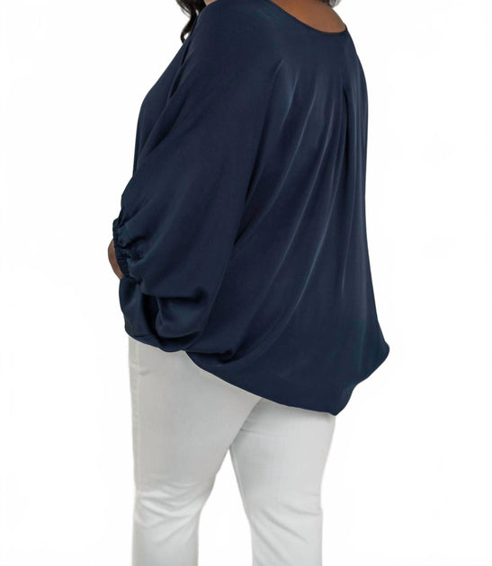 Silk95five Austin V-Neck Top Blue 3X 3