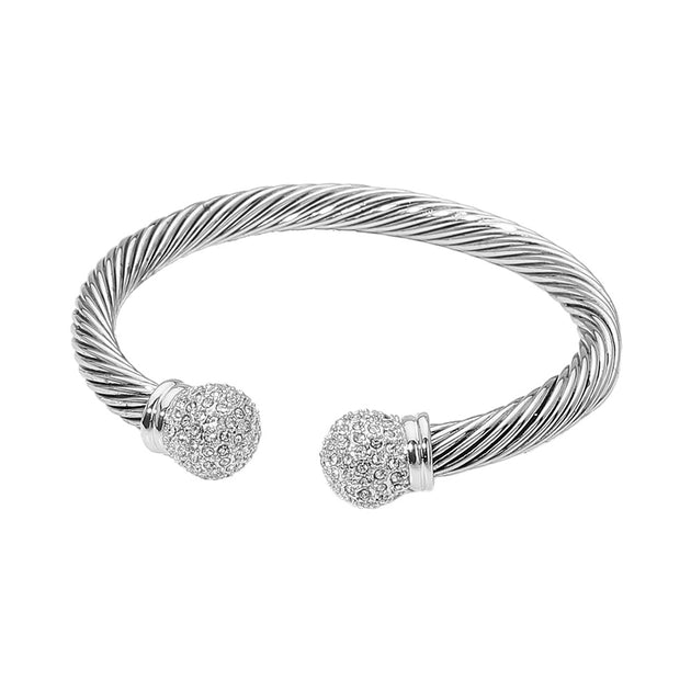 FASHNZFAB Twisted Cable Cuff Bracelet Silver 4