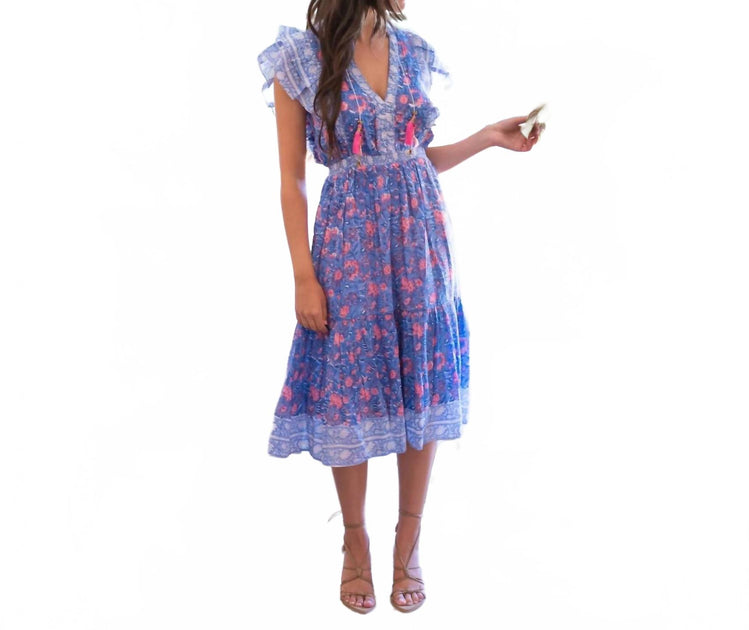 BELL Phoebe Midi Dress Blue Large 3