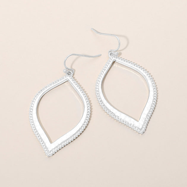 Boucles d'oreilles pendantes en métal texturé ouvert FASHNZFAB Argent 3