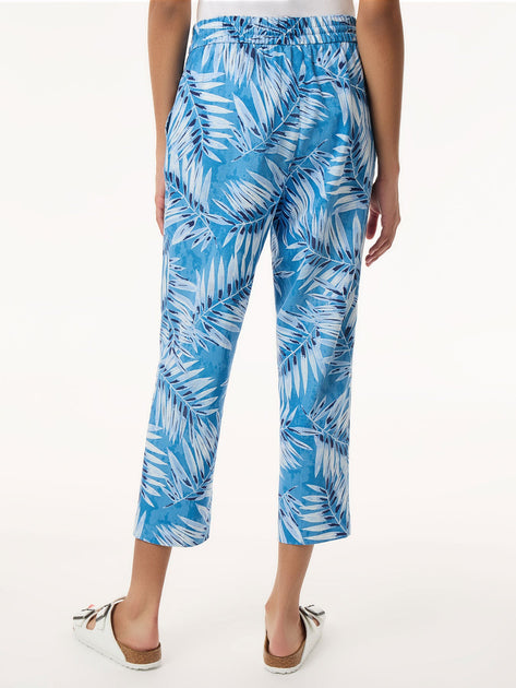 Jones New York Pull On Drawstring Cropped Trouser Blue Medium 3