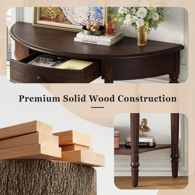 Streamdale Farmhouse Half Moon Console Table Espresso 4