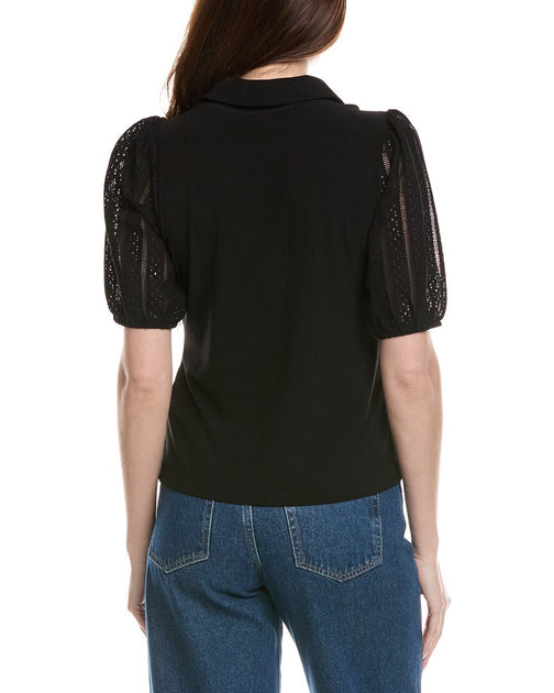 CeCe Puff Sleeve Top Black Large 3