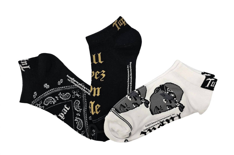 Perri's Socks Damen 3er-Pack Tupac Black Bandana Crew Socks 2
