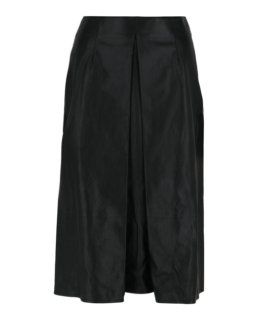 Ferragamo Leder-Midirock mit Plissee-Front schwarz EU 40 2