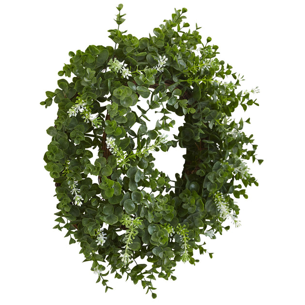 Hivvago 46 cm Eukalyptus-Doppelringkranz mit Zweigbasis 3
