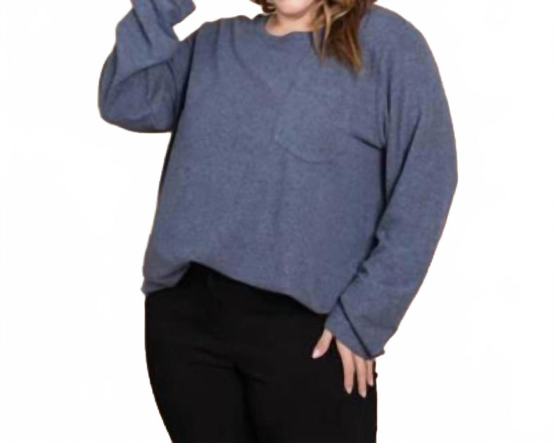 Cotton Bleu Curvy T-Shirt Blue 3X 3