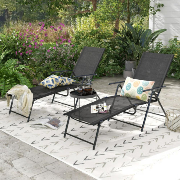 Hivvago Patio Folding Chaise Lounge Chair Black 3