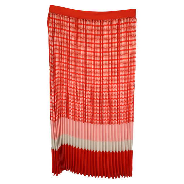 Iris & Ink Plaid Pleated Midi Skirt Red US 12 2