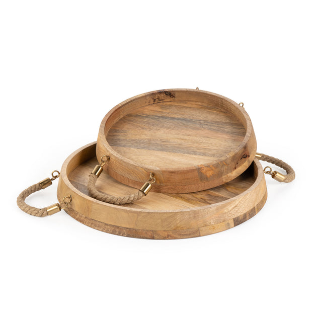 Hivvago Serving Tray Set Brown Wood 3