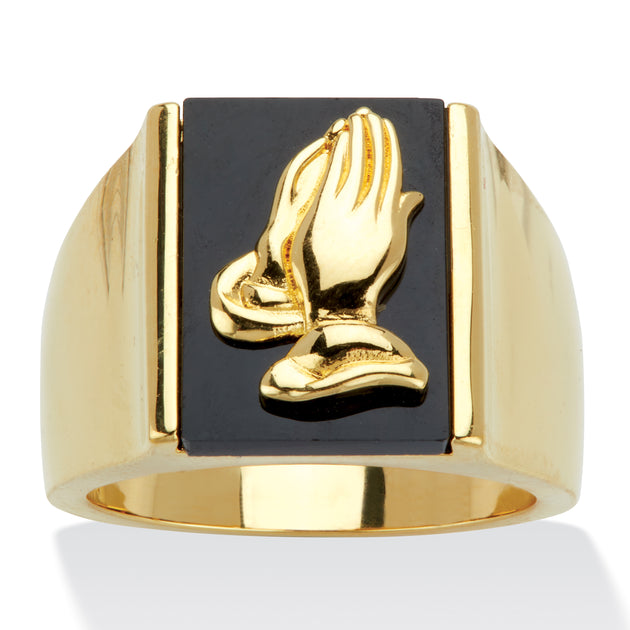 Palm Praying Hands Ring Black US 9 2