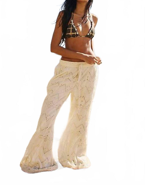 Free People Emma bestickte Hose Beige Large 4