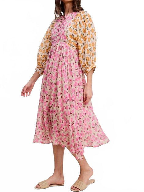 Ultramarine Payton Blossom Midi Dress Pink Medium 3