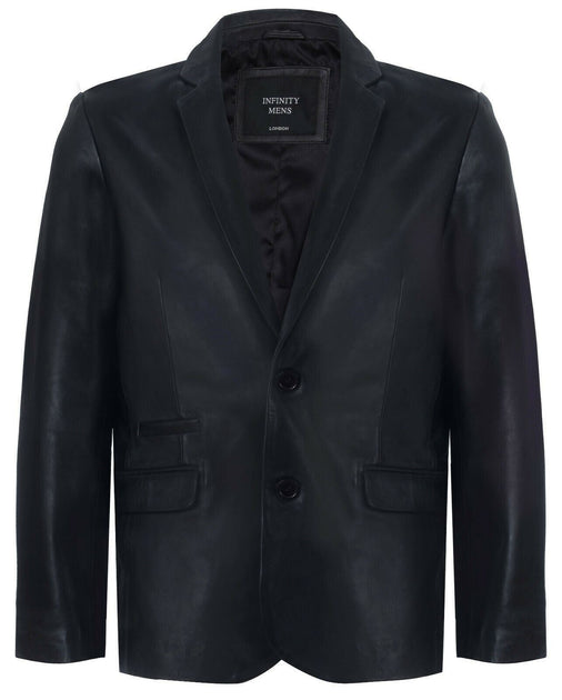 Infinity Mens Leather Blazer Black XLarge 2