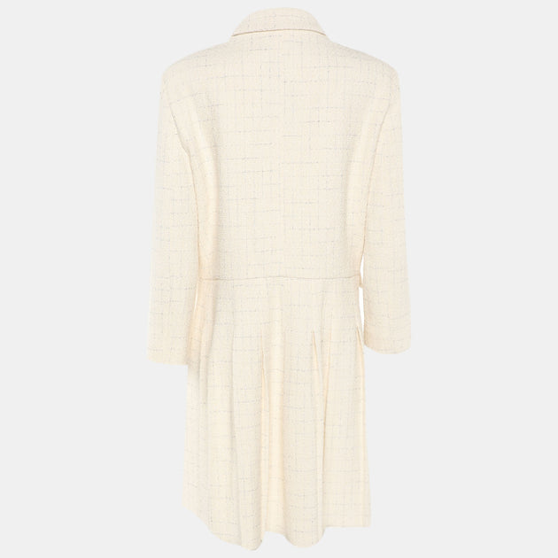 Maje Tweed Dress Cream/Silver Medium 3