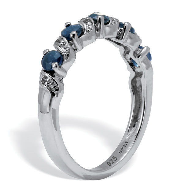 Palm Sapphire Topaz Sterling Silver Ring Blue US 8 3