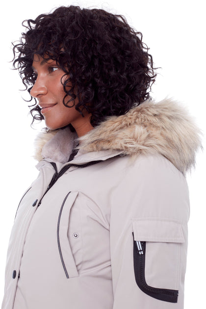 Alpine Laurentian Women's Vegan Down Recycled Long Parka Grey Small 3