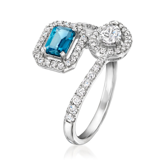 Ross-Simons London Blue Topaz Lab-Grown Diamond Bypass Ring Blue US 8 4