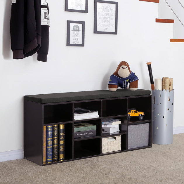 Hivvago Cubbie Shoe Storage Bench Espresso 4