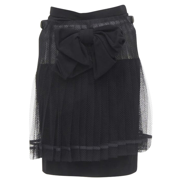 Comme Des Garcons Pleated Net Mesh Skirt Black EU 36 2