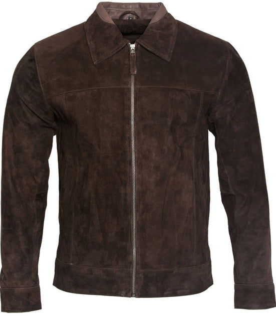 Infinity Retro Classic Suede Leather Biker Jacket Brown Medium 2