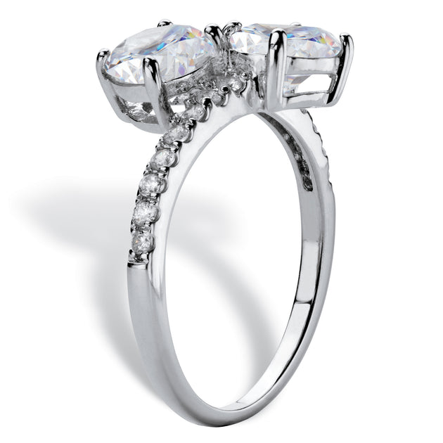 Palm 2.74 TCW Cubic Zirconia Sterling Silver Bypass Ring Silver US 6 3