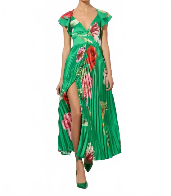 halia pleated midi dress alice + olivia Halia Midi Dress In Hamptons Floral