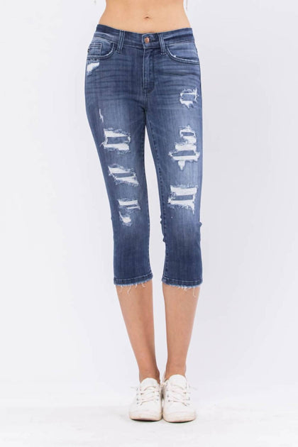 Judy Blue Perfect Patch Capri Jeans Blue 27 2