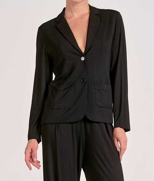 ELAN Komfortabler Knopf-Blazer Schwarz S 2