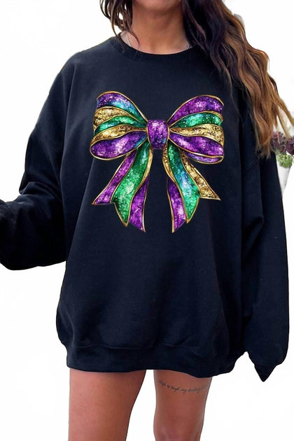 Btween Mardi Gras Bow Sweatshirt Blue Medium 2