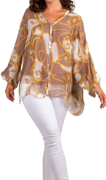 GIGI MODA Angelo Baroque Silk Blouse Orange One Size 3