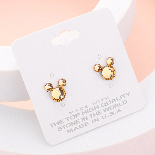 FASHNZFAB Mouse Character Stud Earrings Silver 7