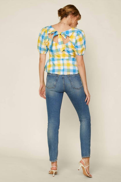 Skies Are Blue Gingham Peplum Blouse Multi XSmall 4