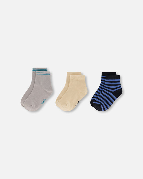 Deux par Deux Socks Set Striped Blue Black Size 3T 3